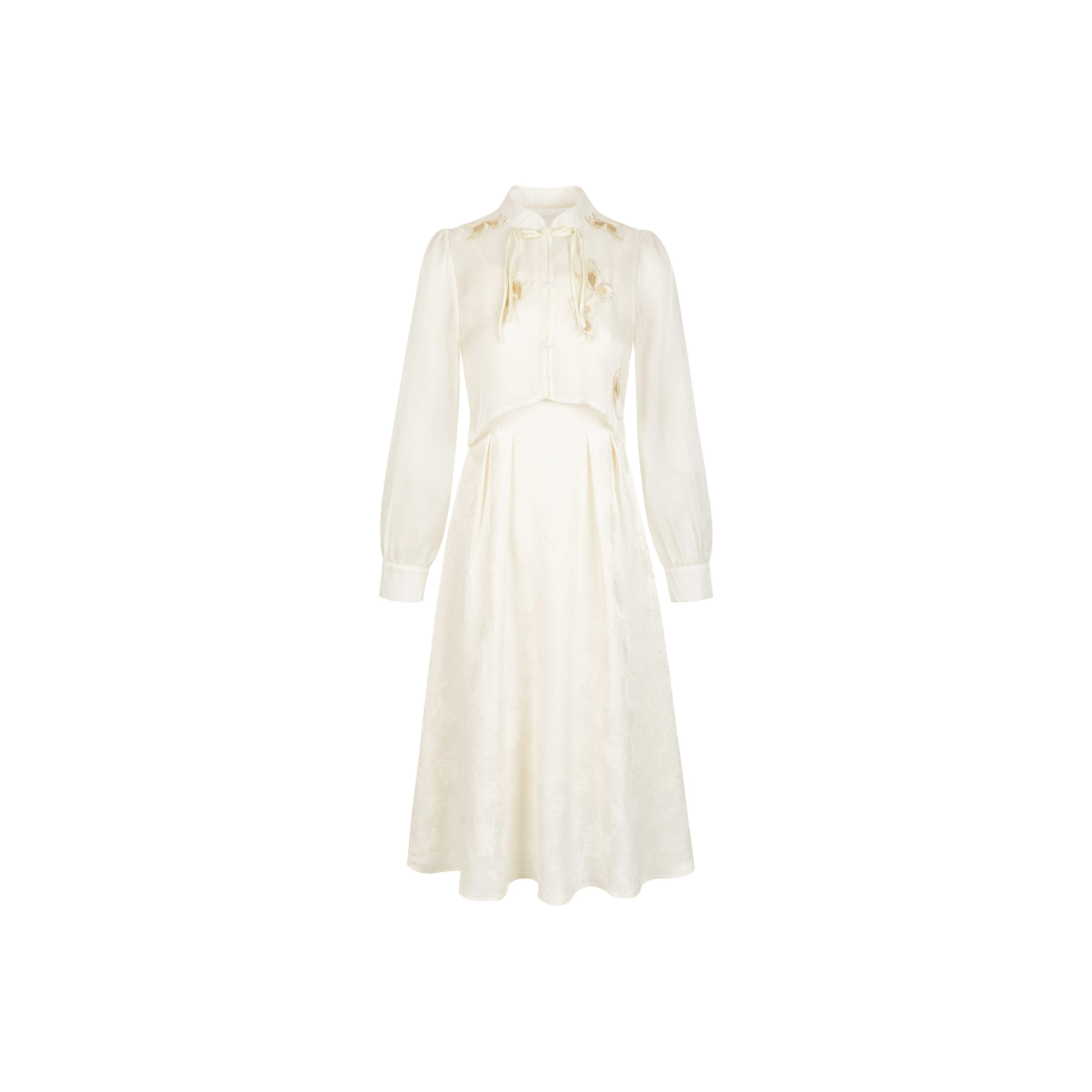 UPNANAWANG Длинное платье с длинными рукавами женское сливочного цвета