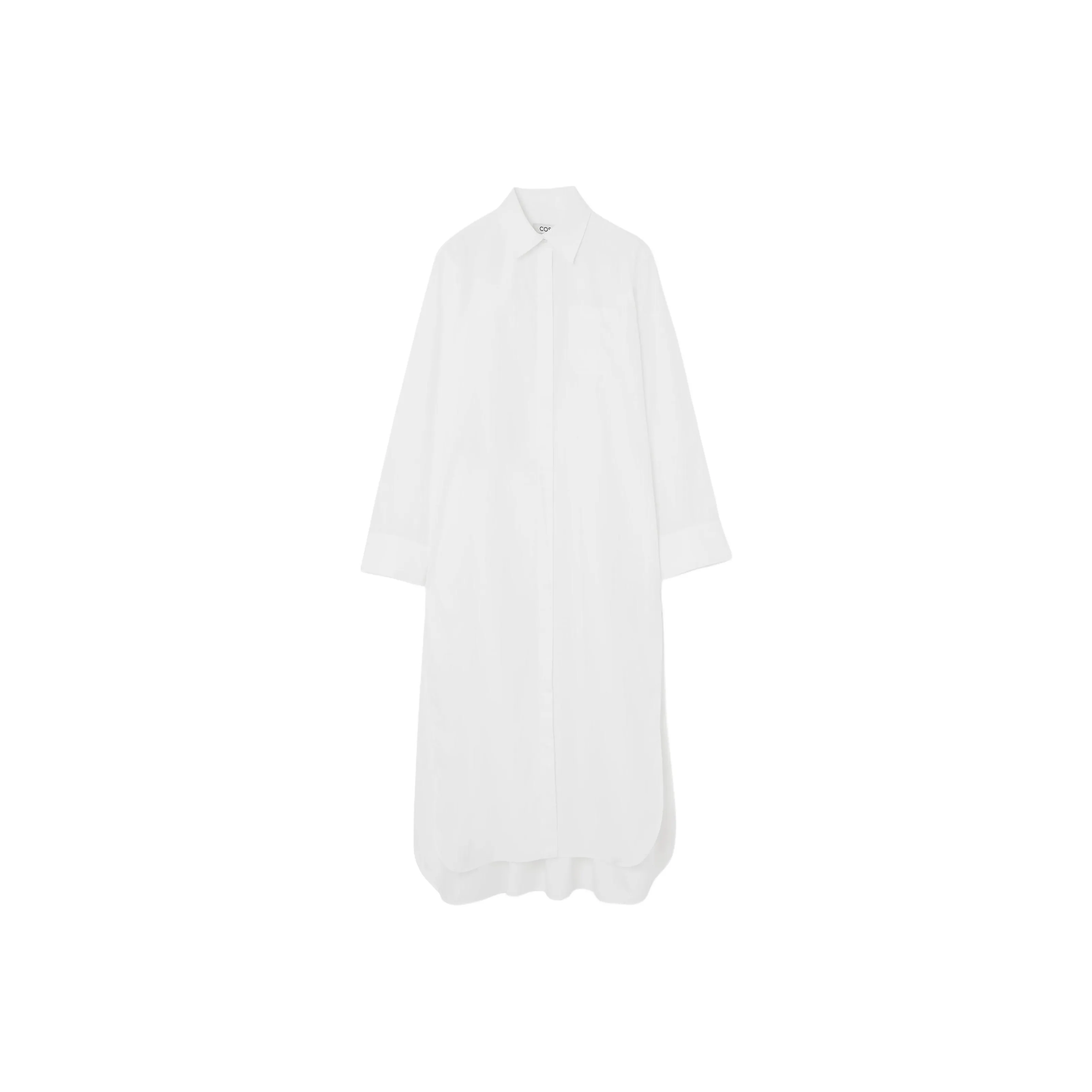 COS Длинное платье с длинными рукавами женское белое