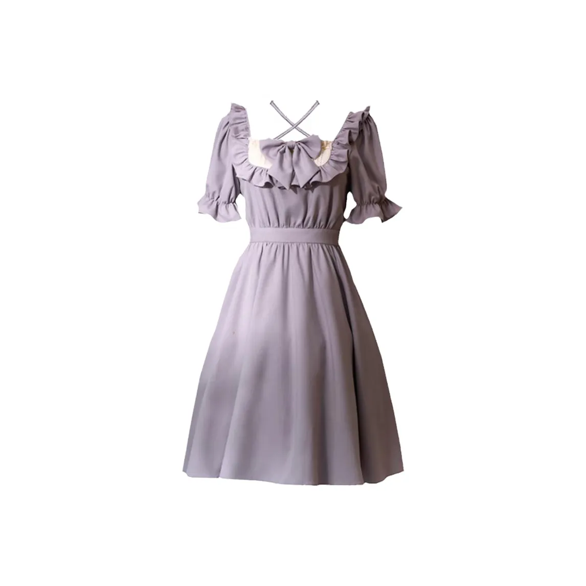 LALAJK Короткий рукав Платье Женское Фиолетовое