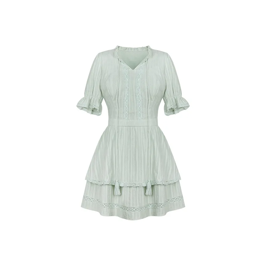 Annie The Темный Child Лето Короткий рукав Платье Женское Светло-зеленое Платье