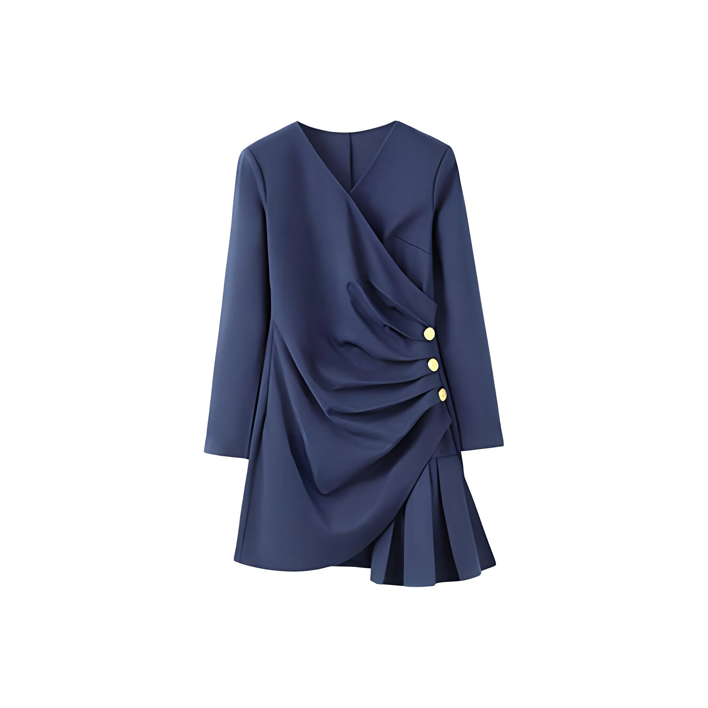 KEAB Длинное платье с длинными рукавами женское синее