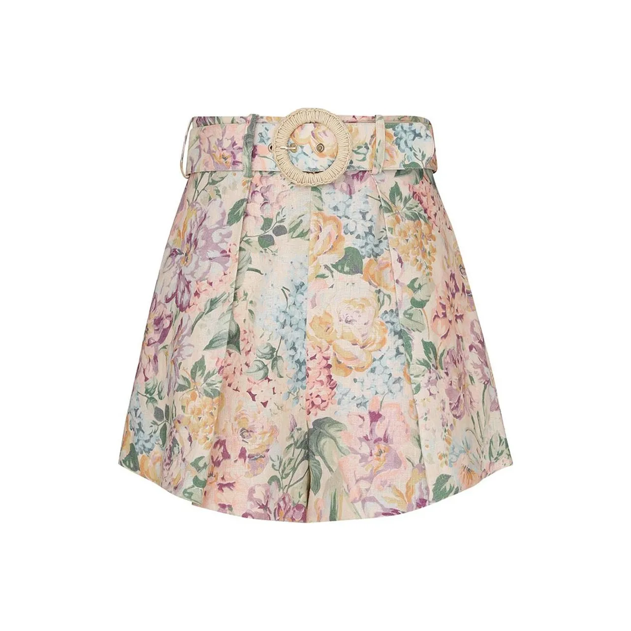 Zimmermann Halliday Tuck Belted Linen Shorts