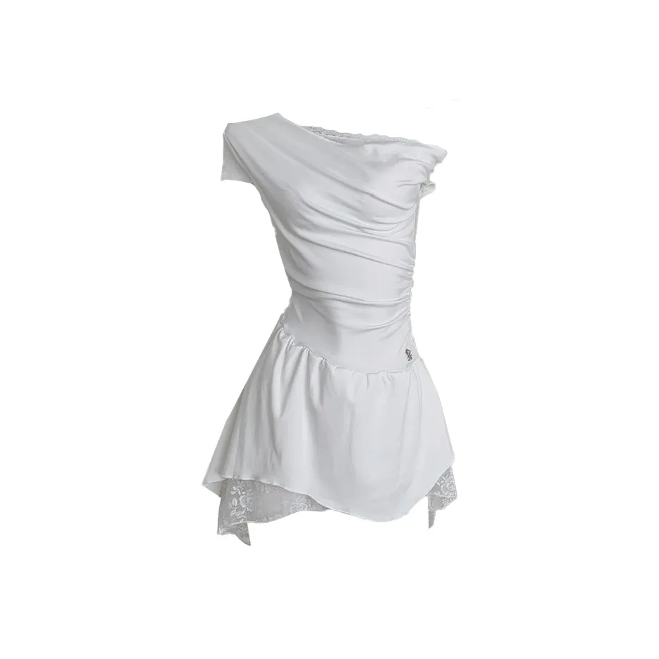 CHARM GLOW Короткий рукав Платье Женское Белое