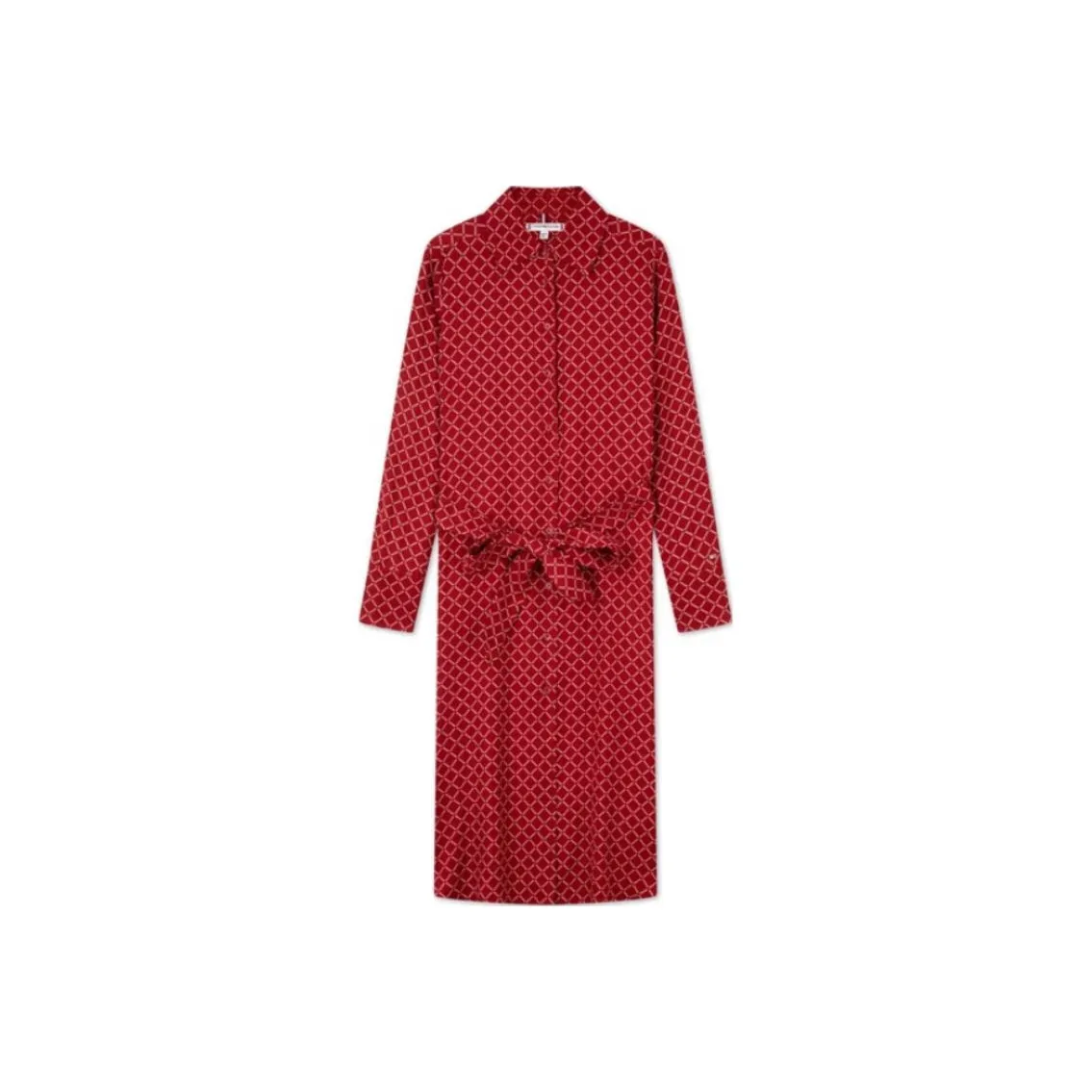 Tommy Hilfiger FW24 Длинное платье с длинными рукавами женское красное