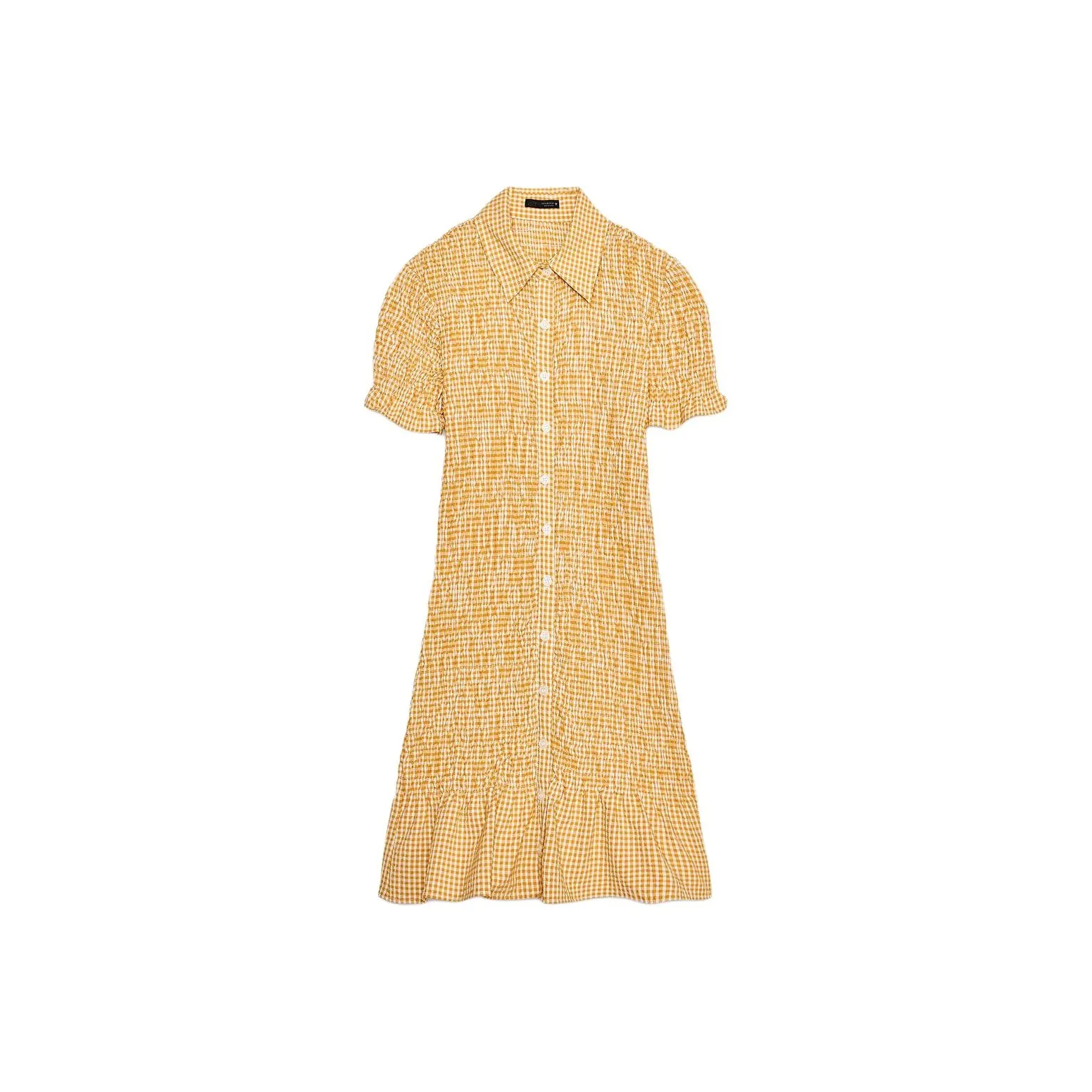 ZARA Короткий рукав платье женское горчичное