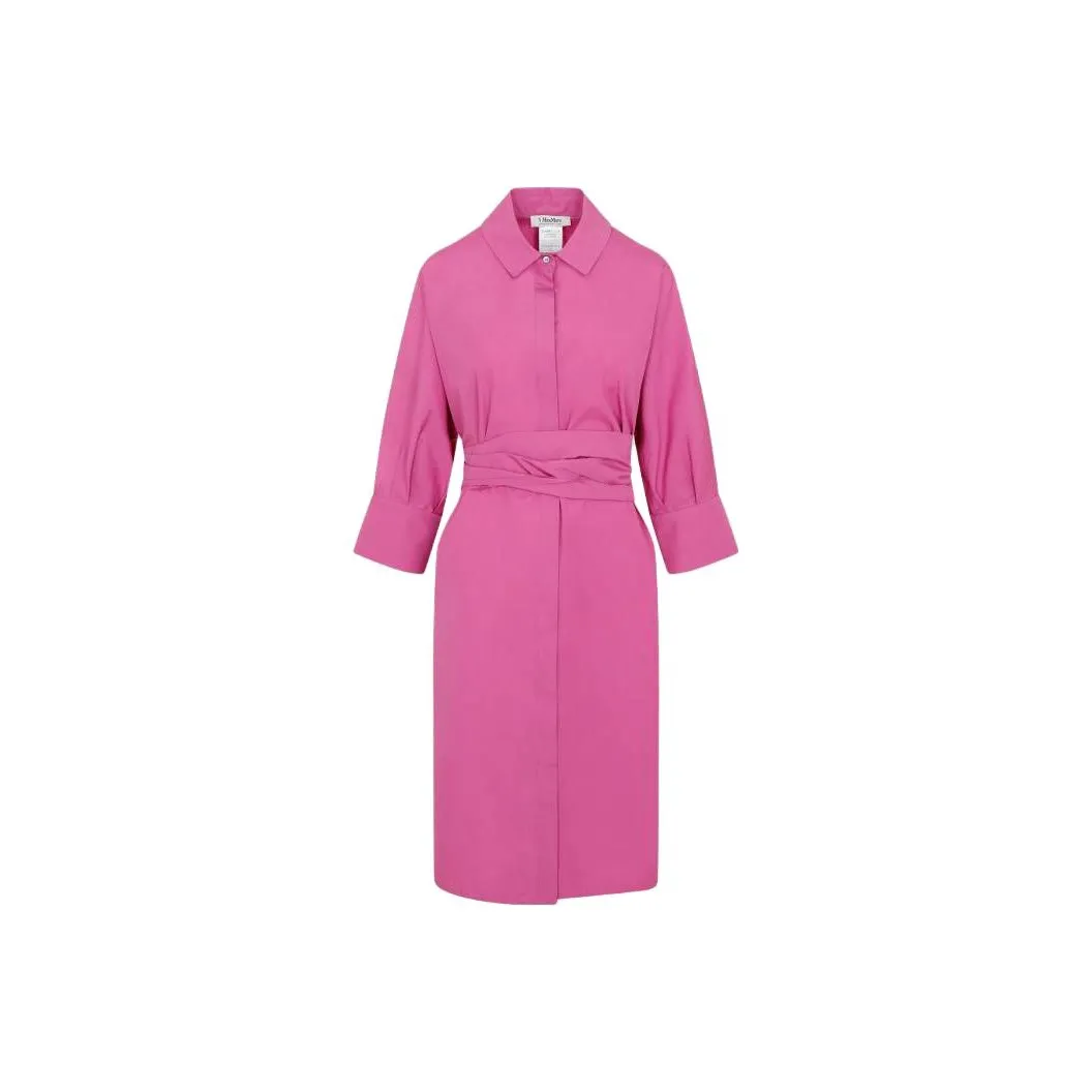 'S MAX MARA SS23 Длинное Платье с Длинными Рукавами Женское Розово-Красное