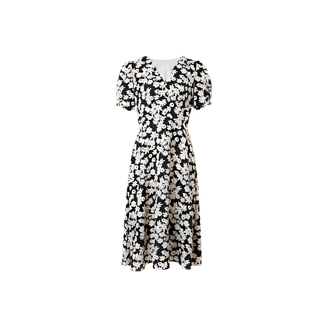 Hopeshow Short Sleeved Dress Women's Black With Floral