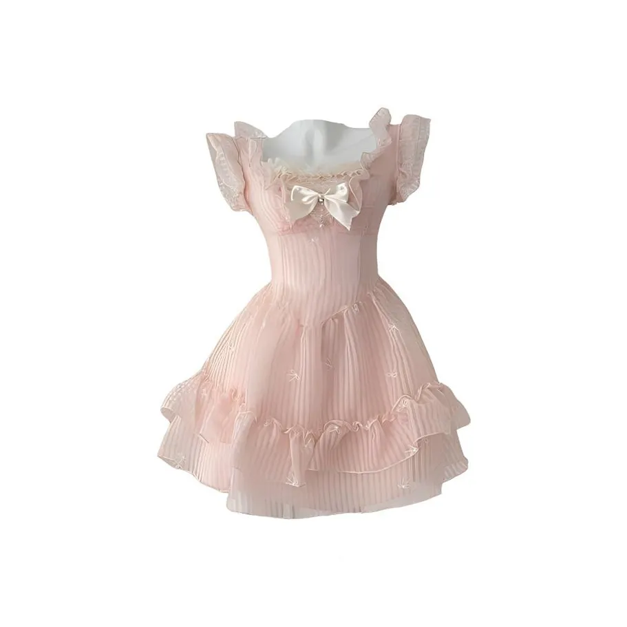 ZCDECO Короткий рукав Платье Женское Розовое