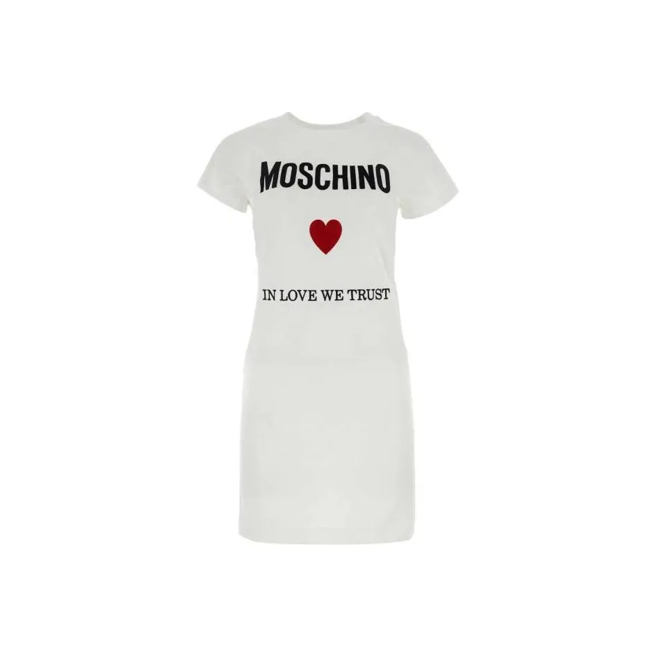 MOSCHINO Logo Printed Crewneck Mini T Shirt Dress