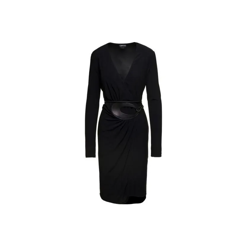 TOM FORD Belted waist V neck Dress