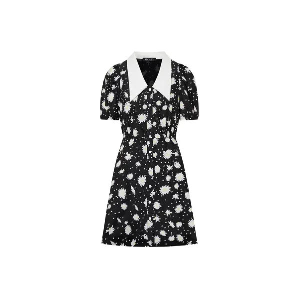 MO&CO Long Sleeved Dresses Women's Black With White Multicolor