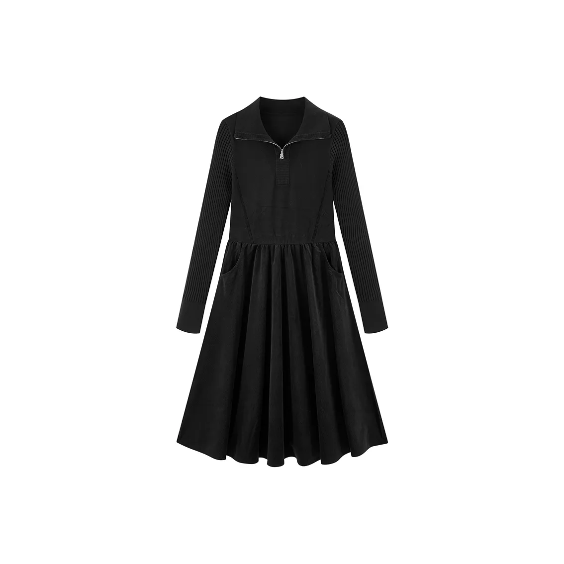 PEACEBIRD Длинное платье с длинным рукавом женское черное