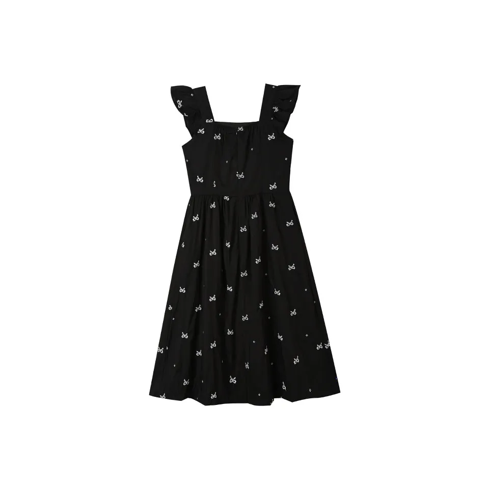 MRR&CO. Sleeveless Dress Women's Black Embroidery