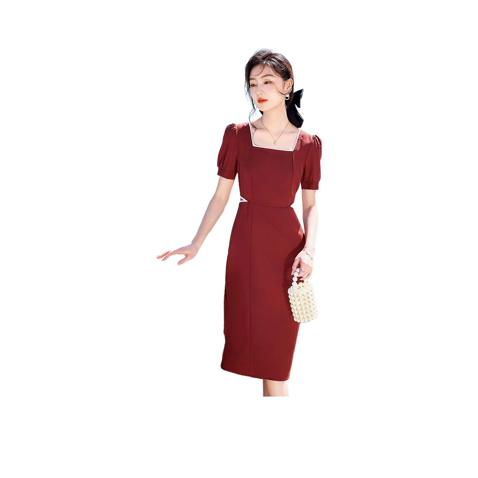 Like The Age Of Water Короткий рукав Платье Женское Красное