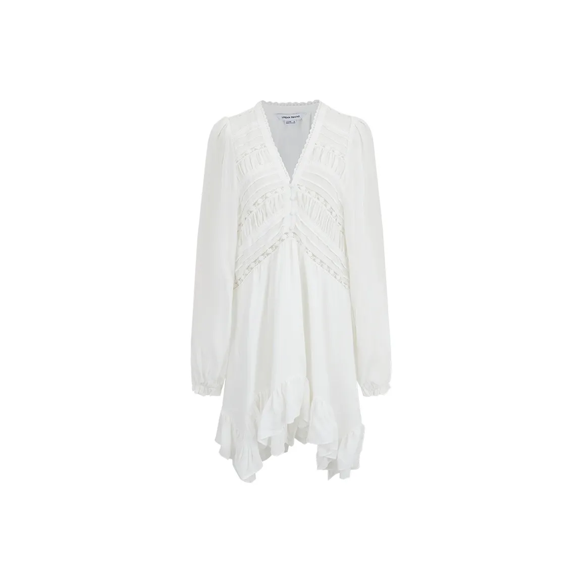 UR Длинный рукав Платье Женское Натуральный белый