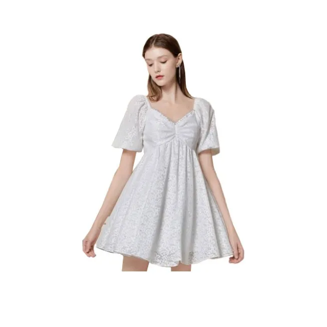 Caroline Белый Женские Короткие Платья с Рукавами