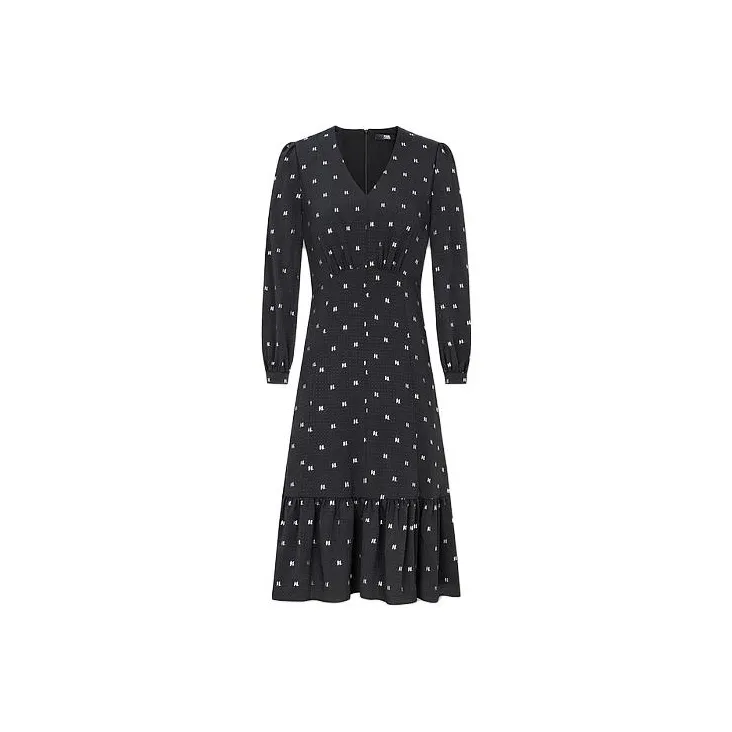 KARL LAGERFELD Длинное платье с длинными рукавами женское черное