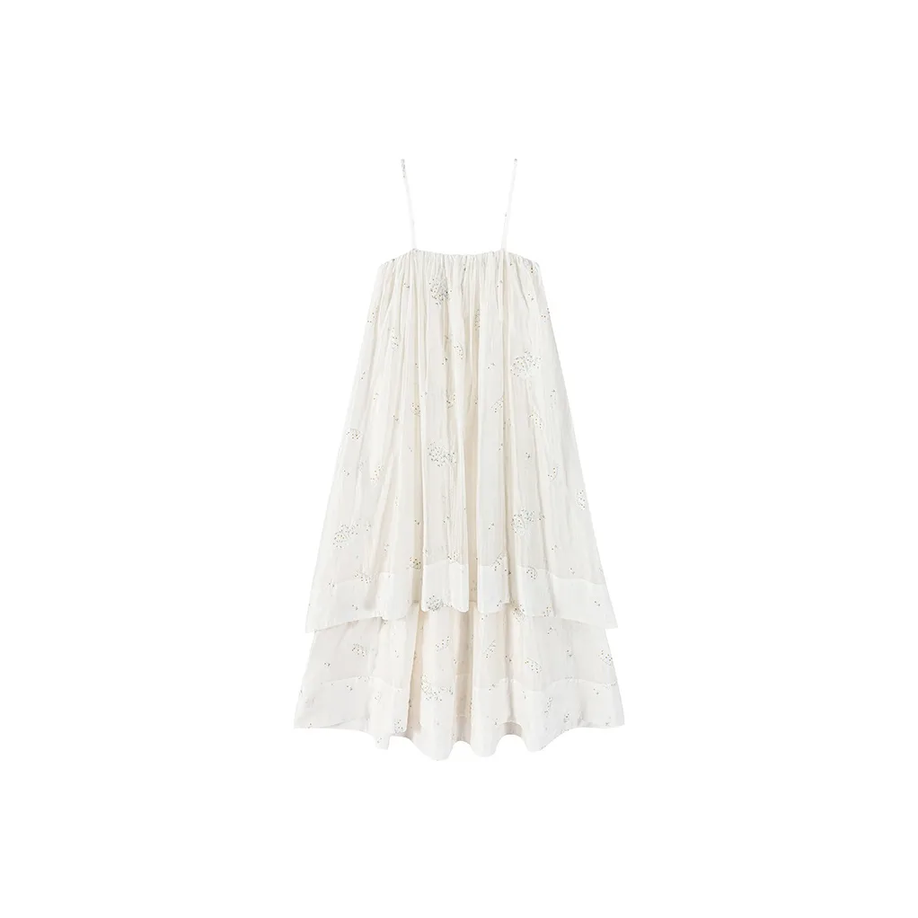CARIEDO Slip Dress Women's Iridescent White With Embroidery