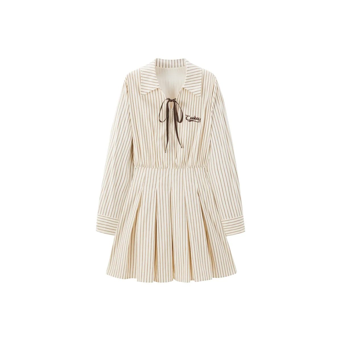 LEDIN x CookeyCollaboration Длинное платье с длинными рукавами женский нейтральный цвет полоска