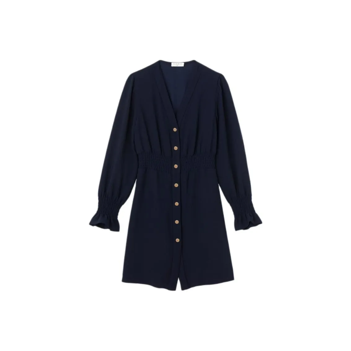 Sandro Длинное платье с длинными рукавами женское темно-синий