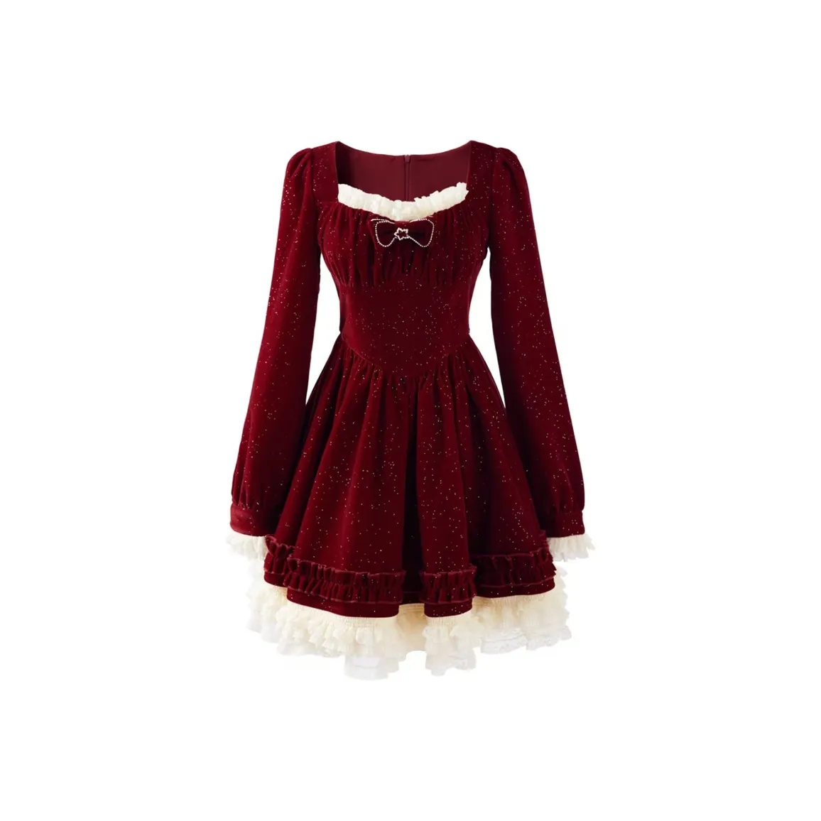 AFGGD Long Sleeved Dresses Women's Red