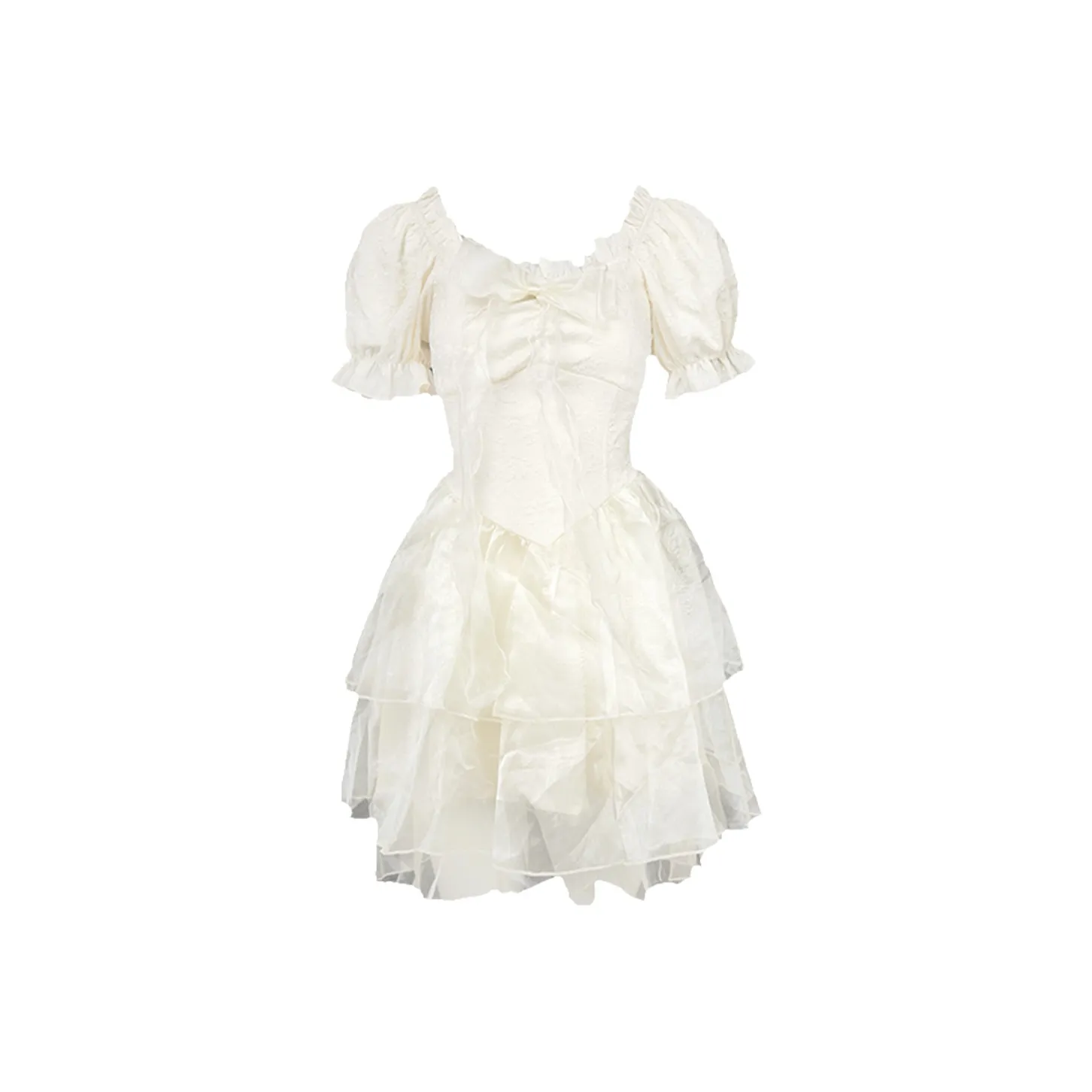 FLIM Короткий рукав Платье Женское Белое