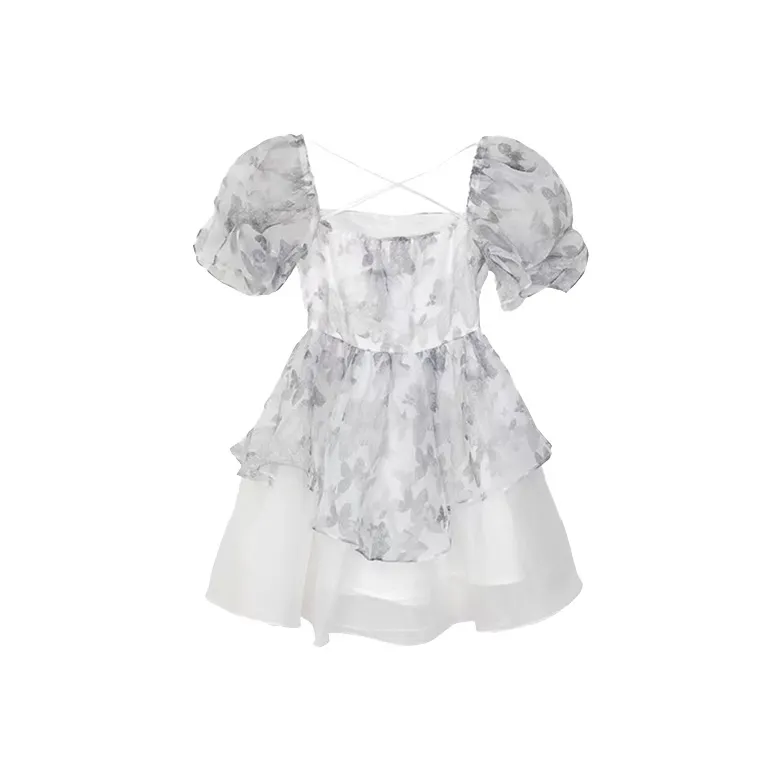 SCCREBEL OFFICIAL Короткий рукав Платье Женское Светло-серое