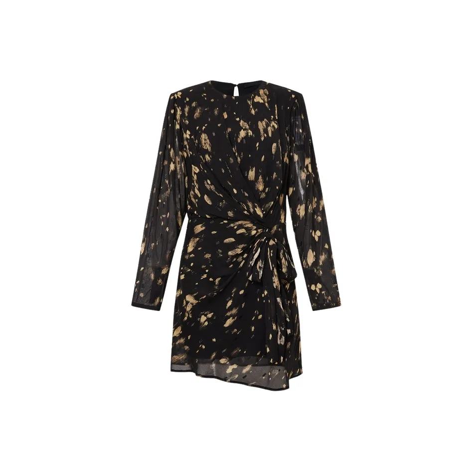 MOCO Long Sleeved Dress Women's Black Apricot Floss Color