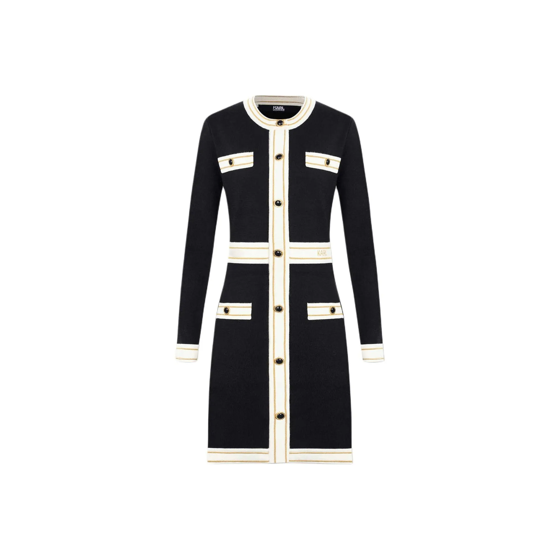 KARL LAGERFELD Длинное платье с длинными рукавами женское черное