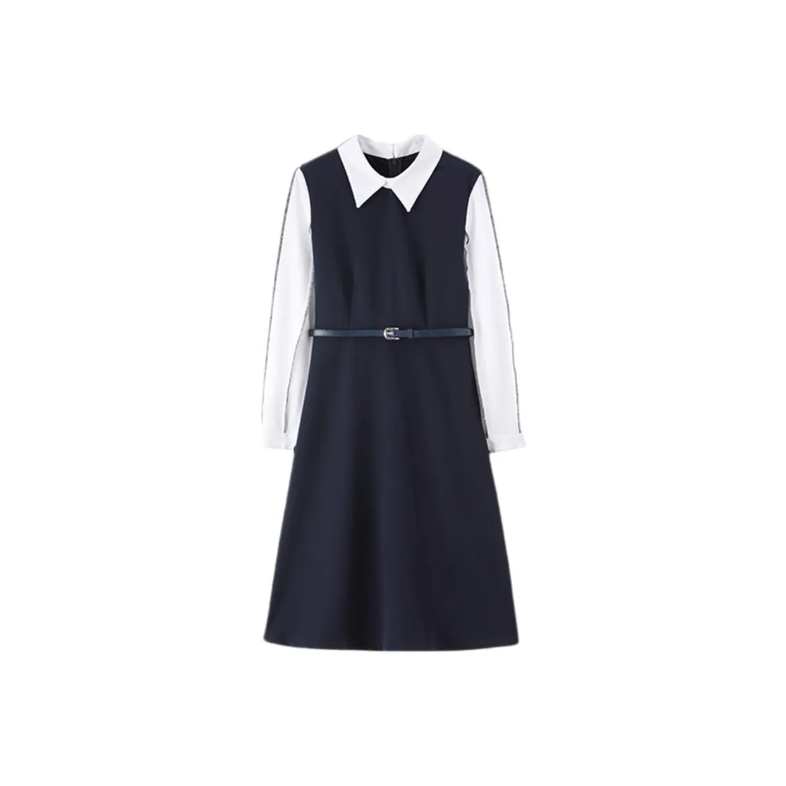 IHIMI Long Sleeved Dress Women's Navy Blue