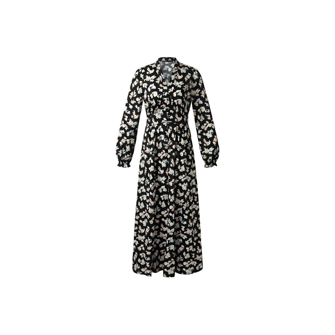 GOELIA Long Sleeved Dress Women's Light Pink Pomegranate Flower