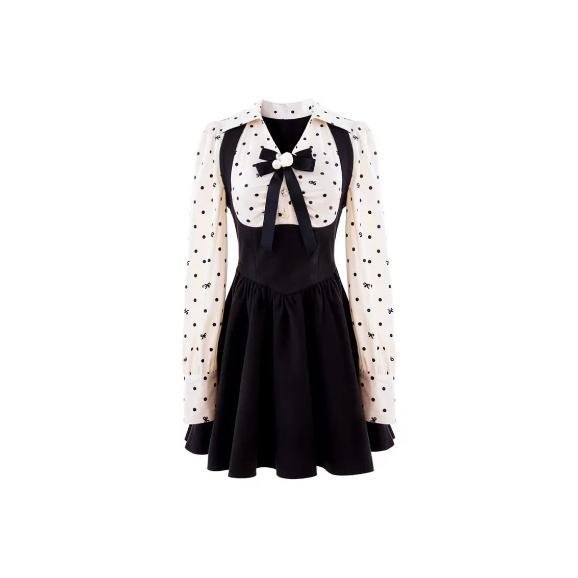 PAIN OR PLEASURE Long Sleeved Dress Women's White & Black
