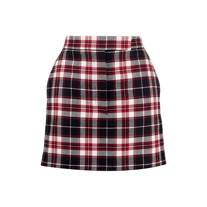 THOM BROWNE Tartan Check Wool Miniskirt