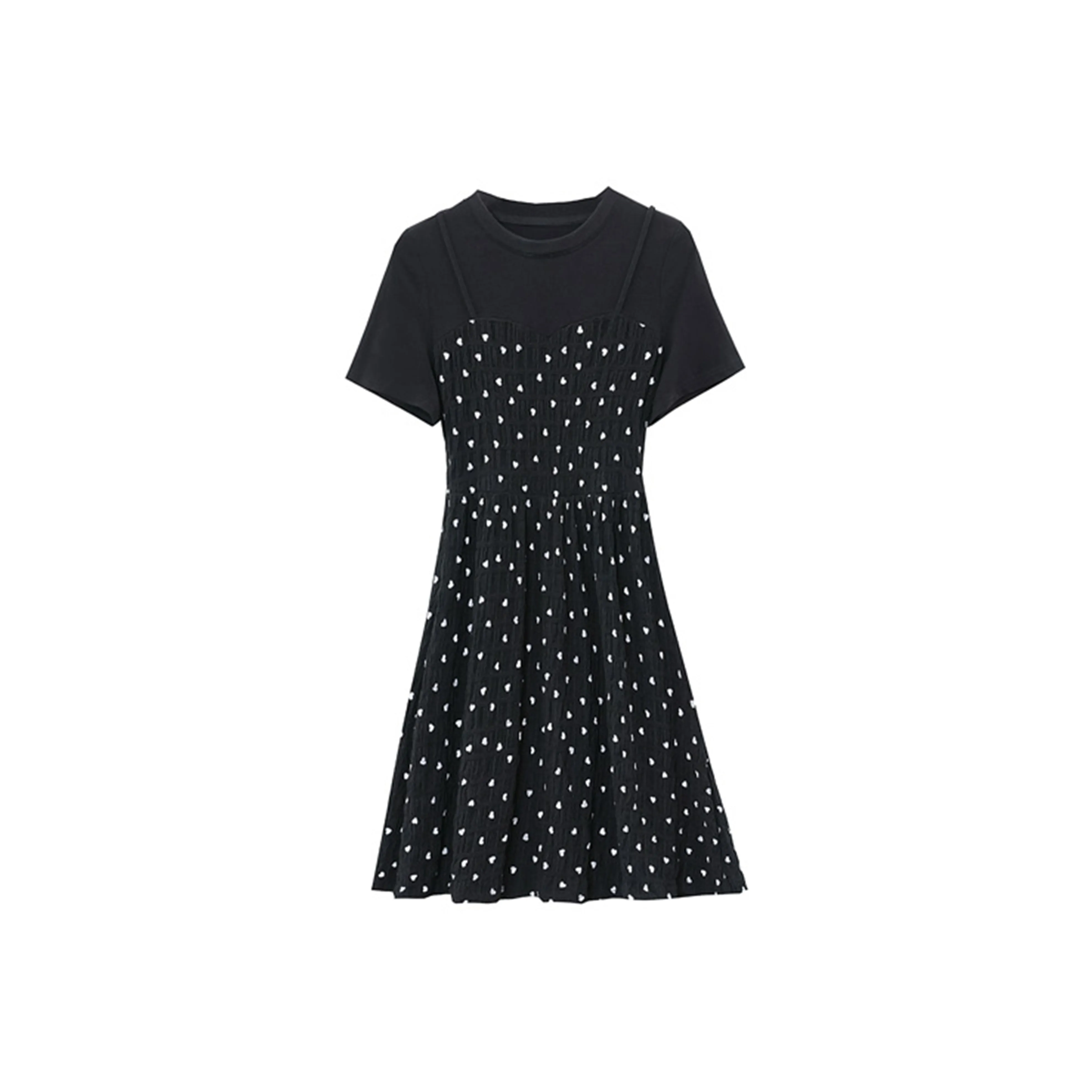 Ning Cai Yuer Короткий рукав Платье Женское Черное