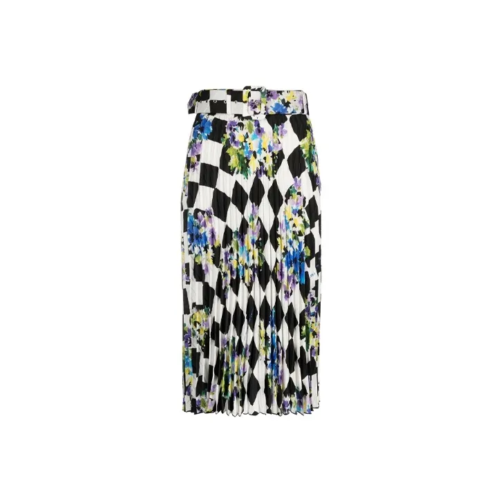 OFF-WHITE Check Plisse Printed Skirt