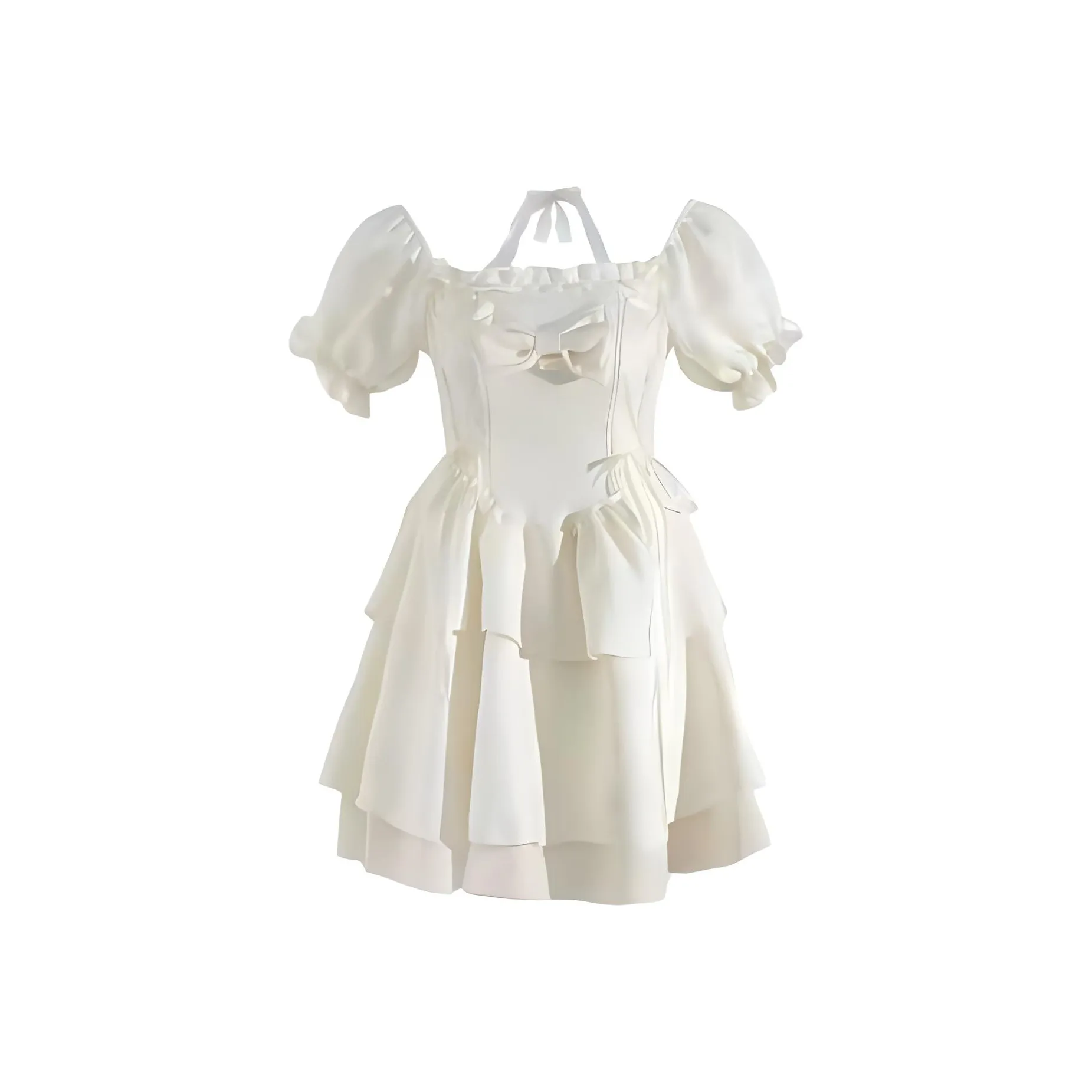 Lookinto Короткий рукав Платье Женское Абрикосовое