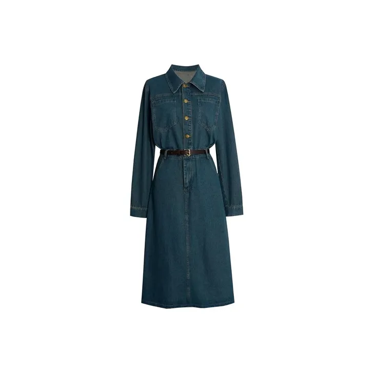 LOKUINTUS Long-Sleeved Dresses Women's Dark Blue Long