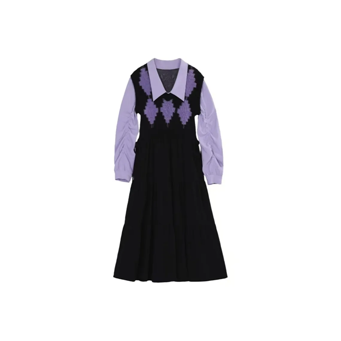 PAIN OR PLEASURE Long Sleeved Dress Women's Purple Black