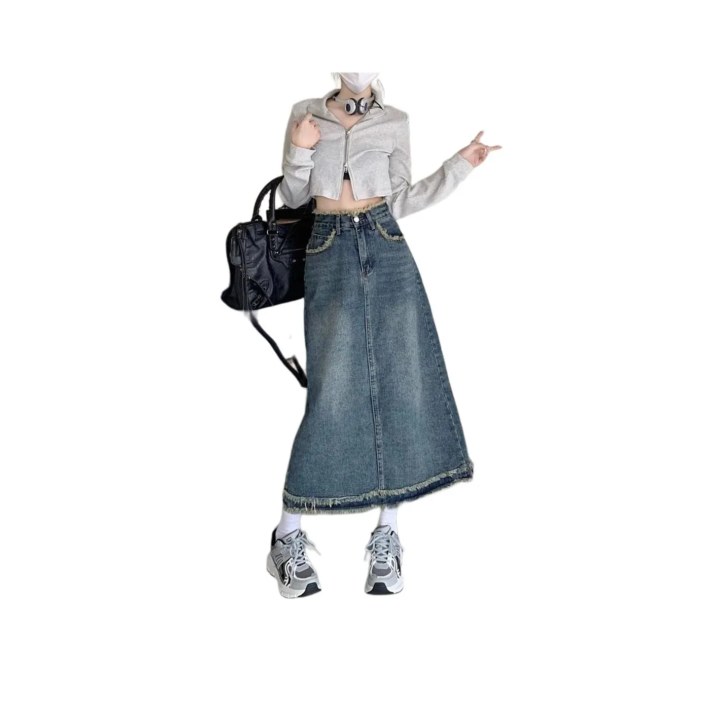 7 SEVFUN Деним Длинный Юбка Женские Синий