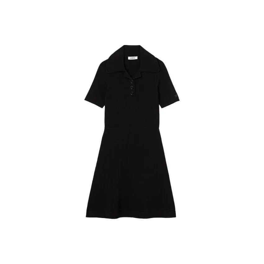 SANDRO Черное Женское Короткое Платье с Рукавами