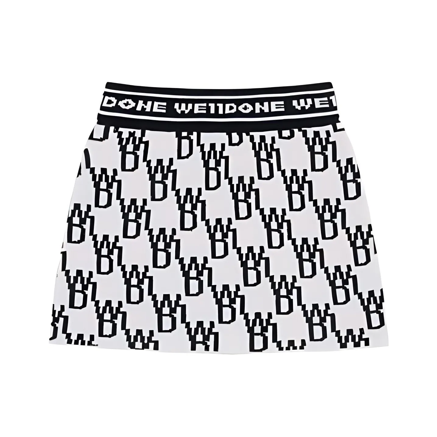 WE11DONE All Over Logo Knit Mini Skirt 'Ivory'