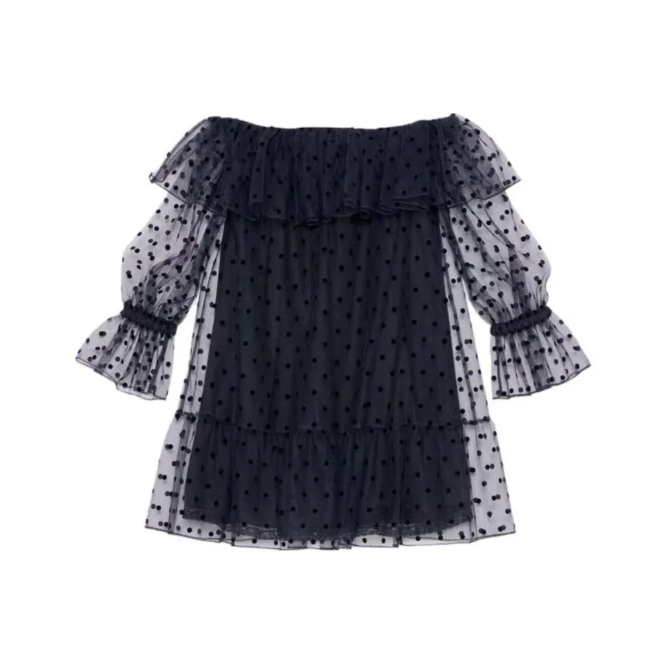 GUCCI SS23 Длинное платье с длинными рукавами женское черное