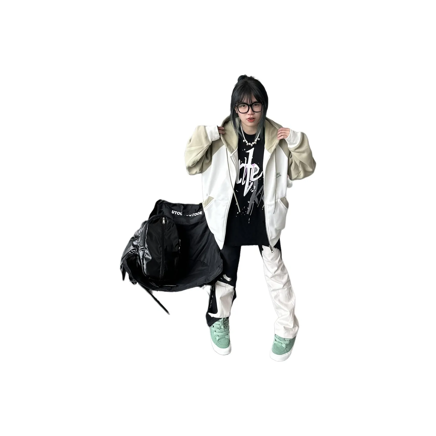 YEARNED Джинсы Женские Черный Белый