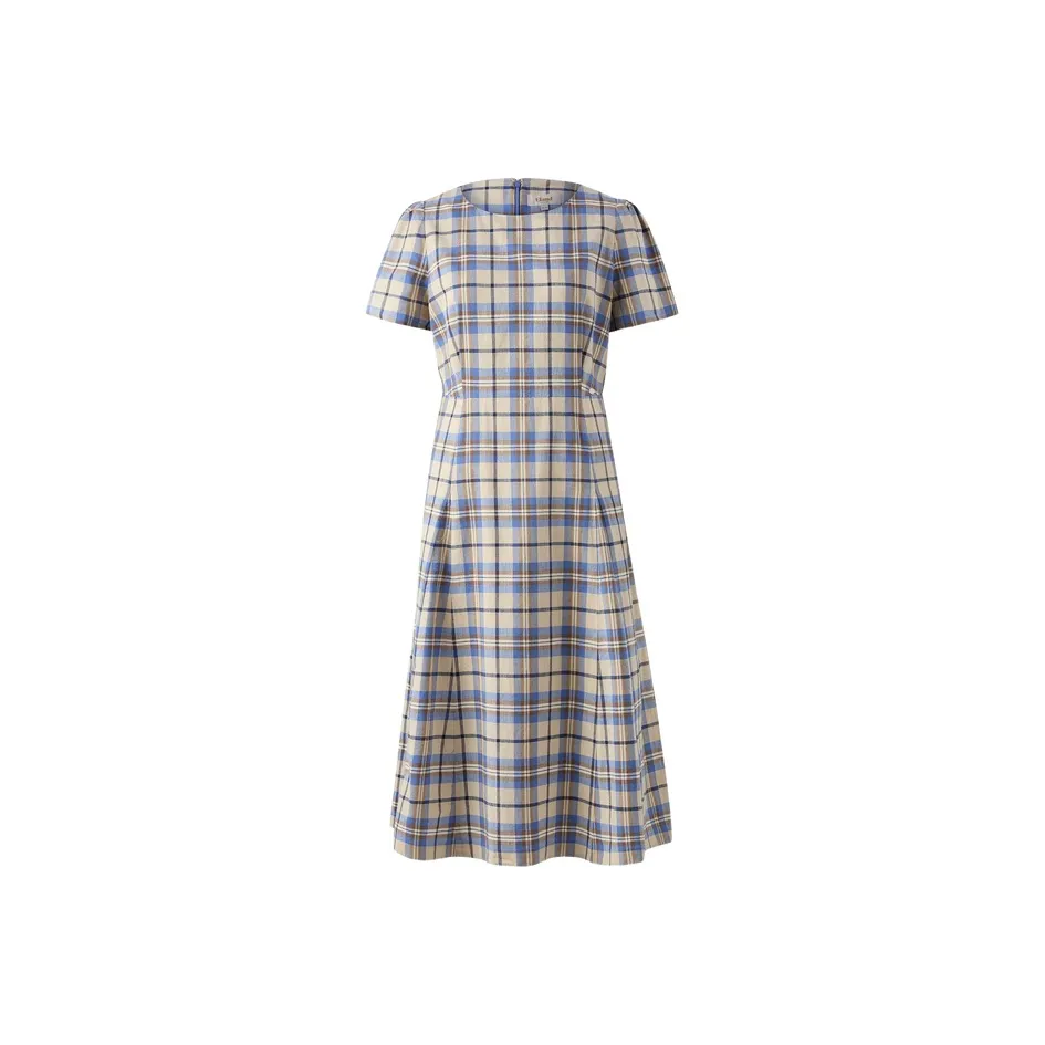 E.land Short Sleeved Dress Women's Color Block 99MIX