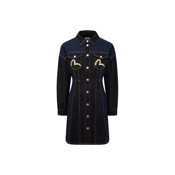 EVISU Long Sleeved Dresses Women's Denim Blue