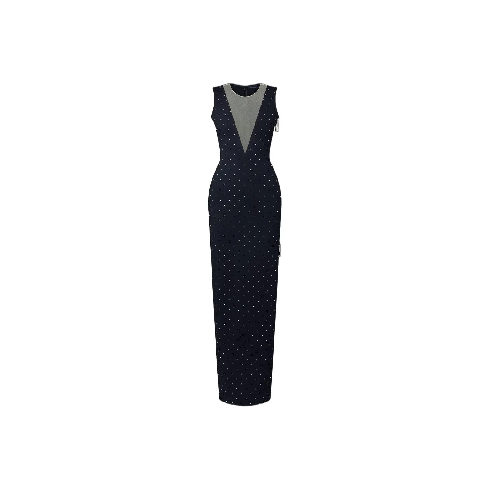 Lv Tulle Insert Rhinestone Gown