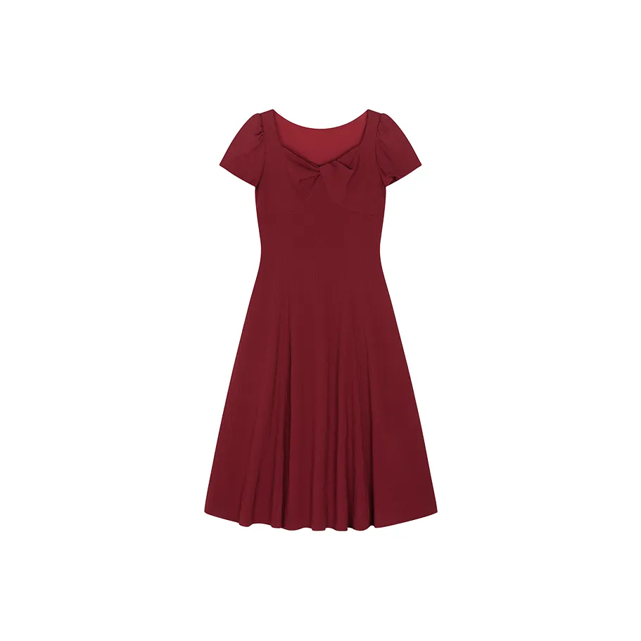 Mo Han Yi Mei Короткий рукав Платье Женское Винтажный красный