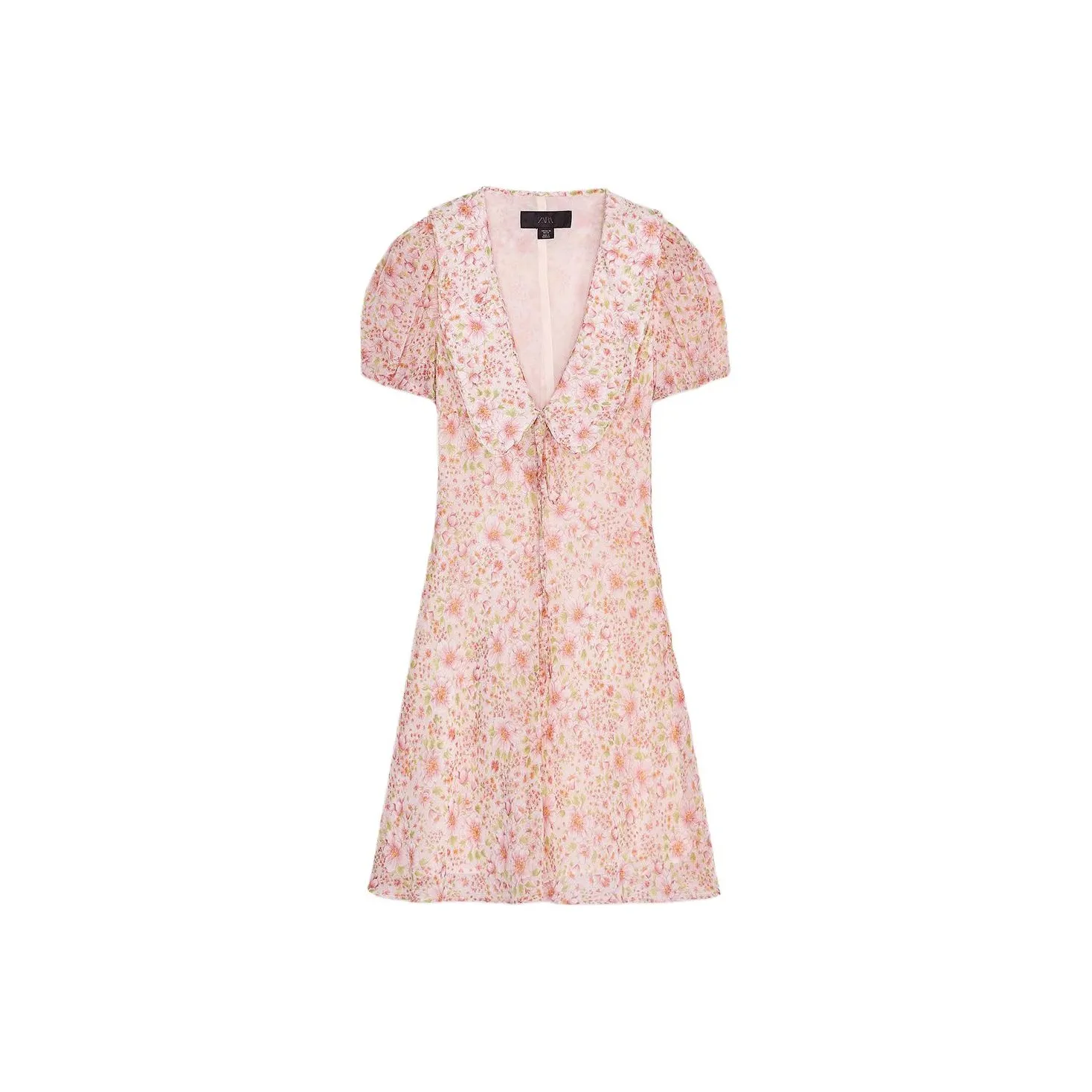 ZARA Short Sleeved Dress Women's Light Pink Red