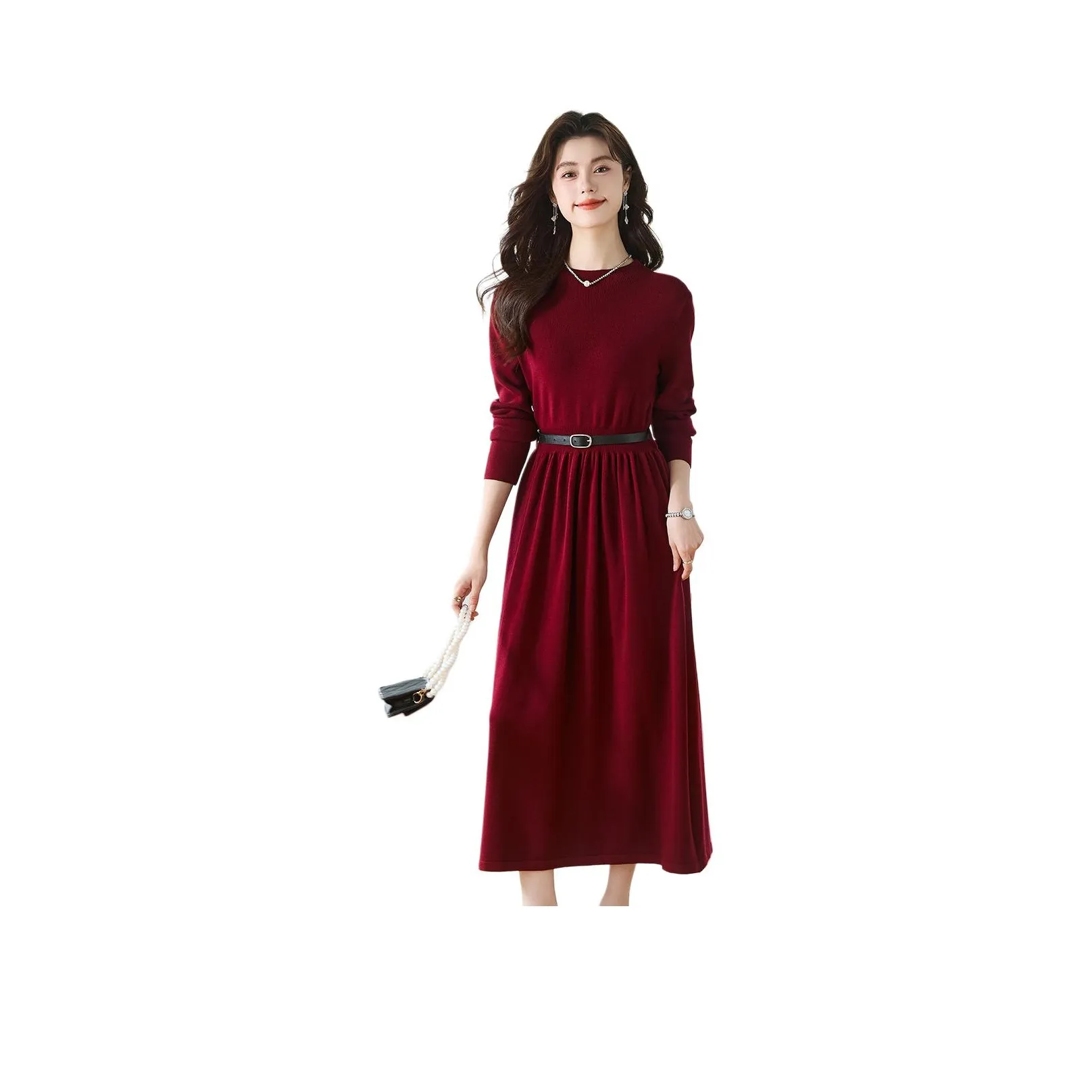 CARBAMMI Long Sleeved Dress Women's Angora Red