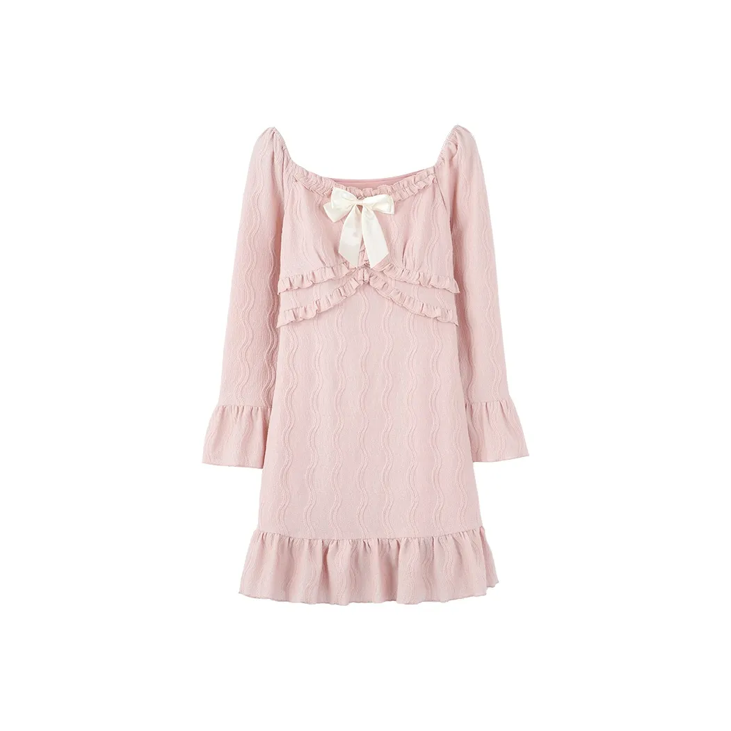 ZCDECO Длинное платье с длинным рукавом женское розовое